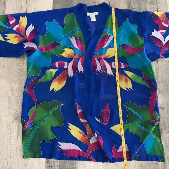 DRAPER’S & Damon’s 2 piece silk shell sleeveless silk kimono style jacket XL/OS - Picture 12 of 15